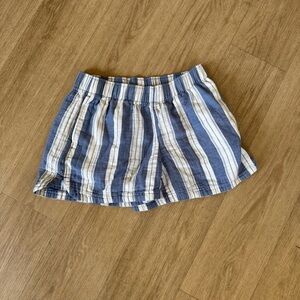Striped Blue and White Linen Shorts